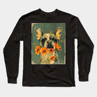 French Bulldog  Flowers Photo Art Design For Dog Onwer Long Sleeve T-Shirt